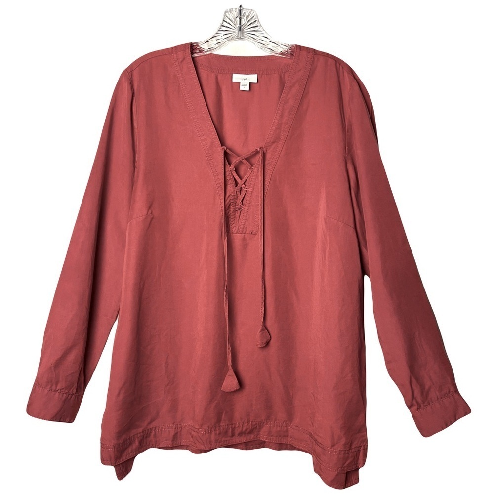 J. Jill | Pink Lace Up Tunic Top, Large